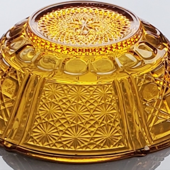 Vntg 7" Amber KIG Malaysia Daisy & Button Bowl - Picture 5 of 6